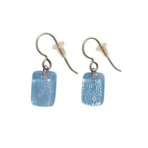 925 Sterling Silver Murano Glass Dangle Drop Earrings Periwinkle Aqua Blue Hook